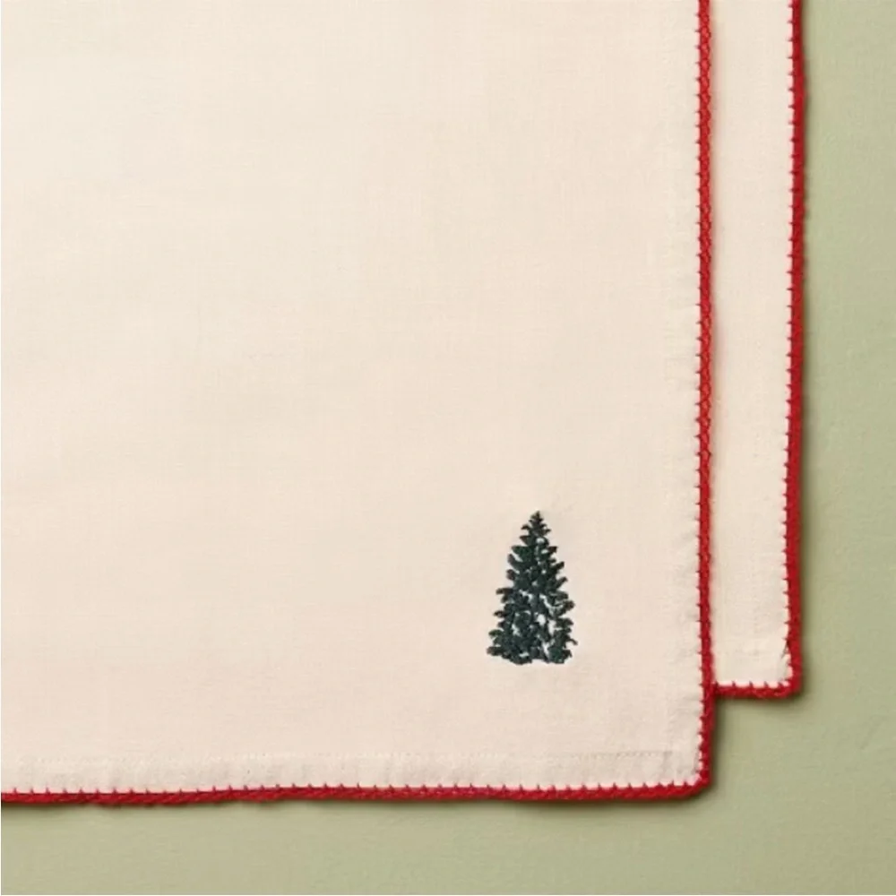 4pc Trim Cloth Napkins Natural/Red - Hearth & Hand™ with Magnolia